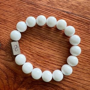 Aurum Brothers 8 inch white jade men's bracelet